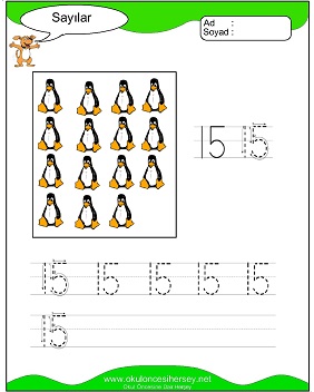 okul öncesi 1 sayısı çizgi çalışması
